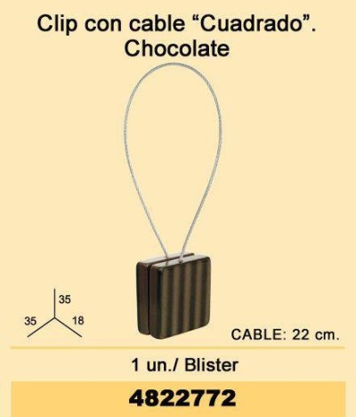 Clip con cable cuadrado chocolate