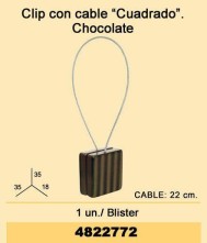Clip con cable cuadrado chocolate