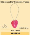 Clip con cable corazón fucsia