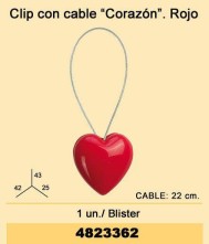 Clip con cable corazón rojo