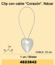 Clip con cable corazón nácar