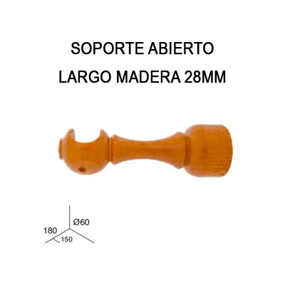 SOPORTE ABIERTO LARGO DE MADERA Ø28MM