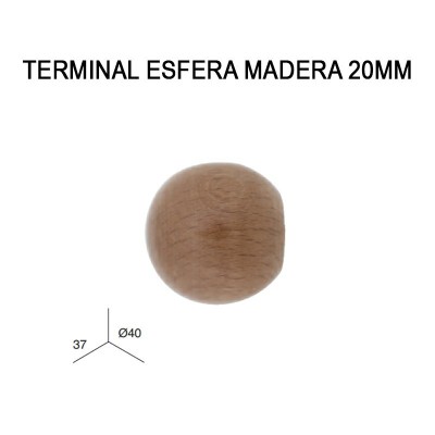 PACK 2 TERMINALES ESFERA DE MADERA Ø20MM