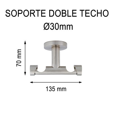SOPORTE TECHO DOBLE Ø30MM