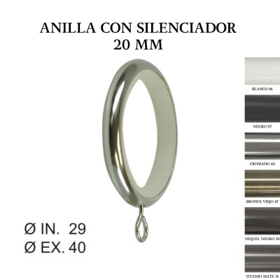 Pack 10 anillas con silenciador zirconio ø20mm