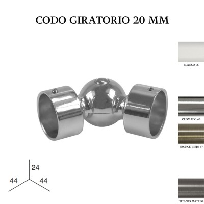 Codo giratorio zirconio ø20mm