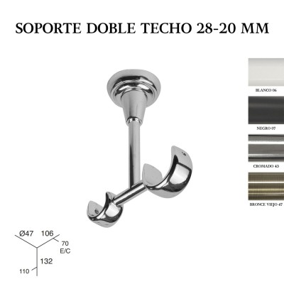 Soporte de techo doble zirconio ø28-20mm