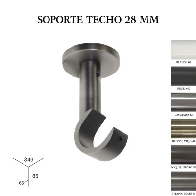 Soporte de techo abierto zirconio ø28mm