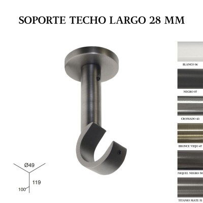 Soporte de techo largo abierto zirconio ø28mm