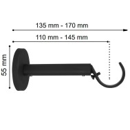Barra negra de cortina 19 cm