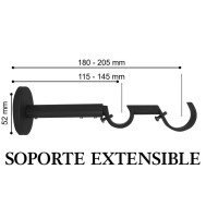 Barra doble de cortina doble negro 30/19