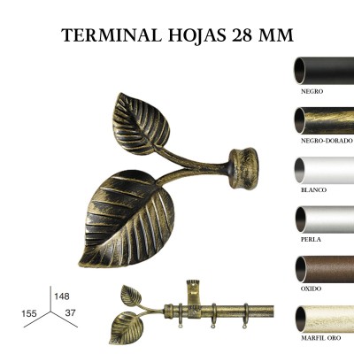 Pack 2 terminal hojas forja de ø28mm