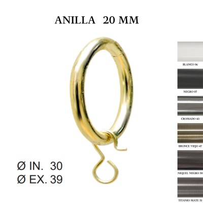 Pack 10 anillas zirconio ø20mm