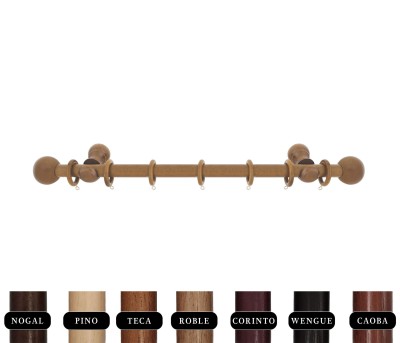 Barra de madera con esfera para cortinas