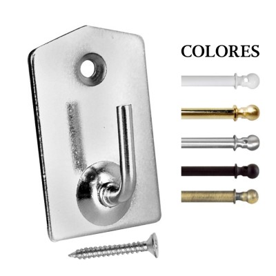 Soporte metalizado autoadhesivo y tornillo