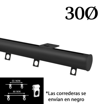 Riel manual decotrack negro 30 mm