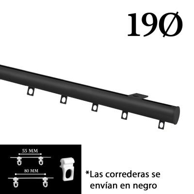 Riel manual decotrack negro 19 mm